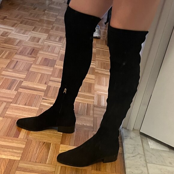 DOLCE VITA Black Suede Over The Knee Flat Boots - Picture 3 of 7